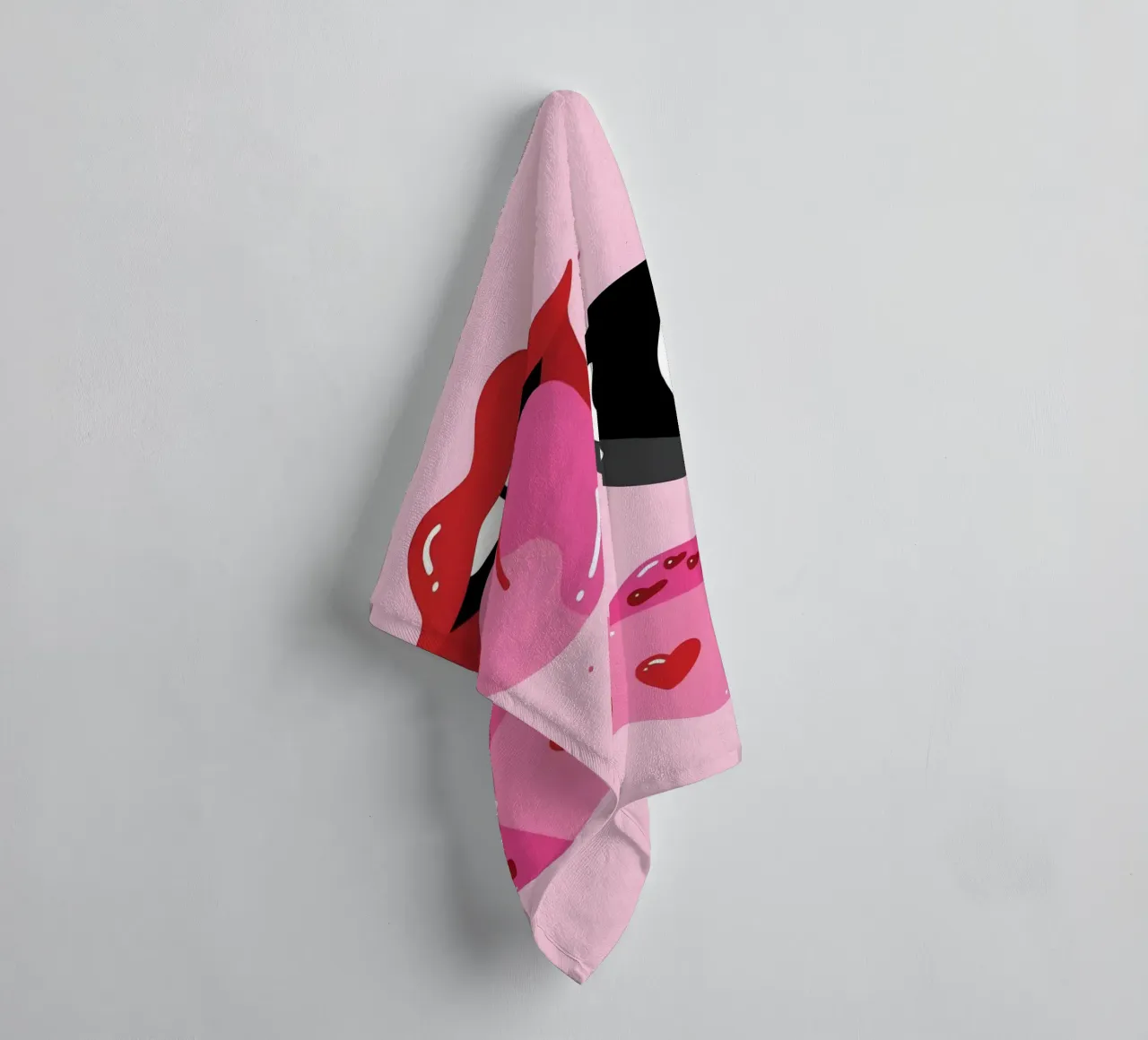 Retro Pop Art Vibes - Lips, 8 Ball & Heart Dice Print towel by homdeco