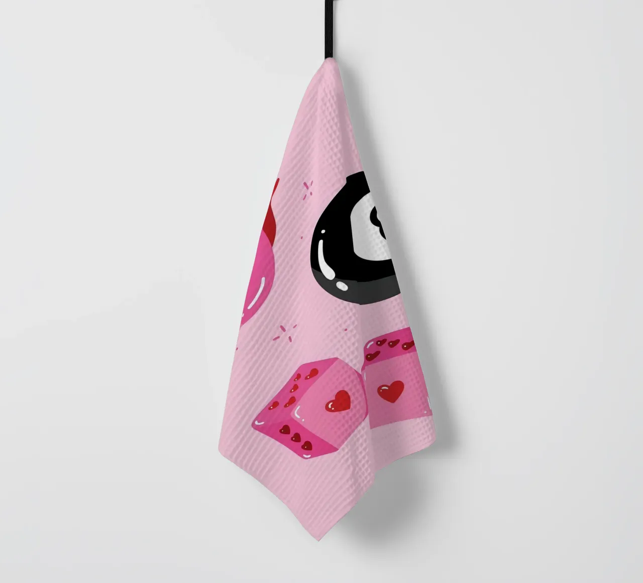 Retro Pop Art Vibes - Lips, 8 Ball & Heart Dice Print torchon de homdeco