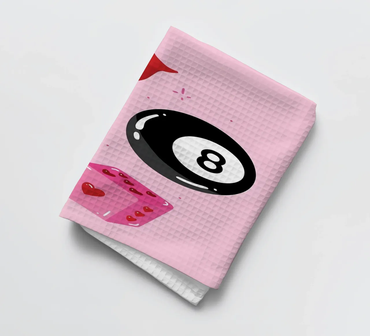 Retro Pop Art Vibes - Lips, 8 Ball & Heart Dice Print torchon de homdeco