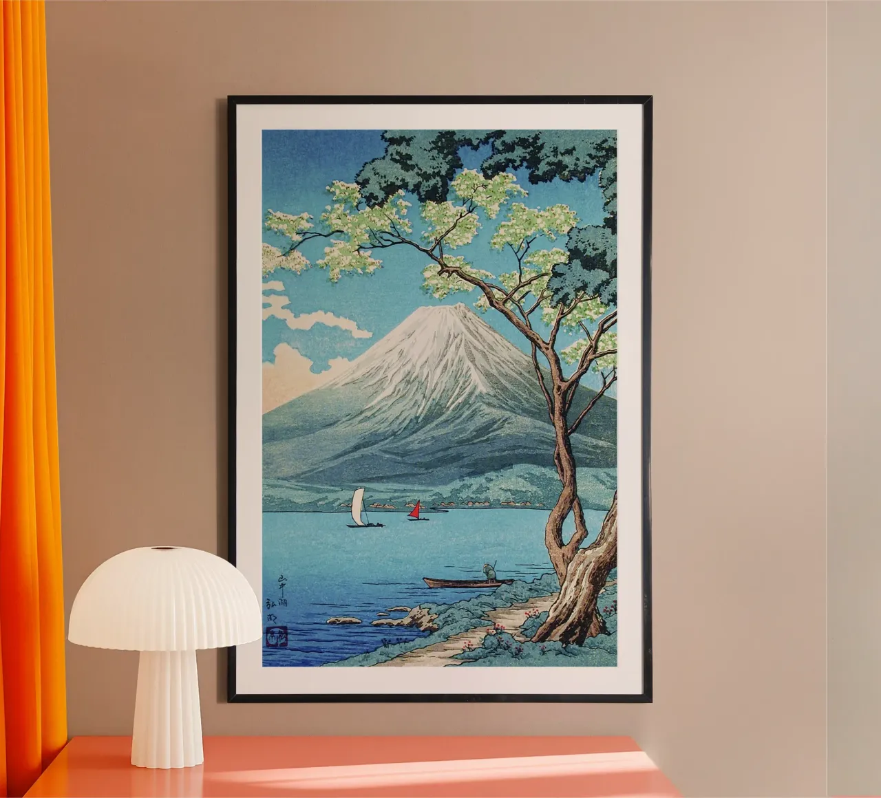 Il Monte Fuji dal lago Yamanaka di Hiroaki Takahashi poster con telaio in alluminio da Venus Art
