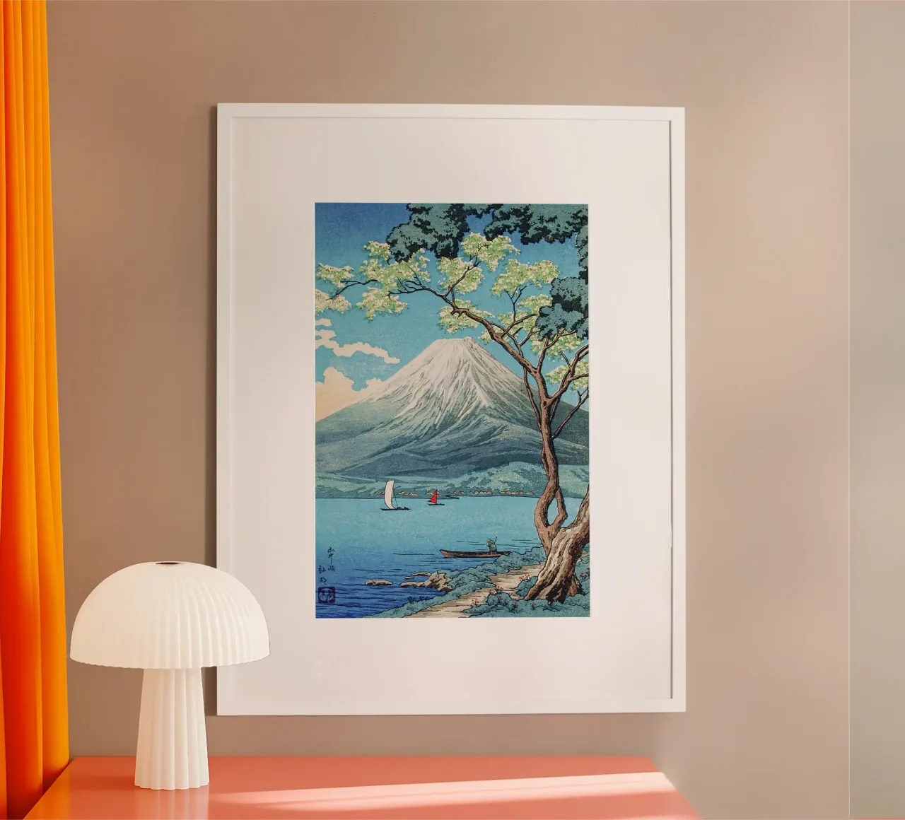 Il Monte Fuji dal lago Yamanaka di Hiroaki Takahashi poster con telaio in alluminio da Venus Art