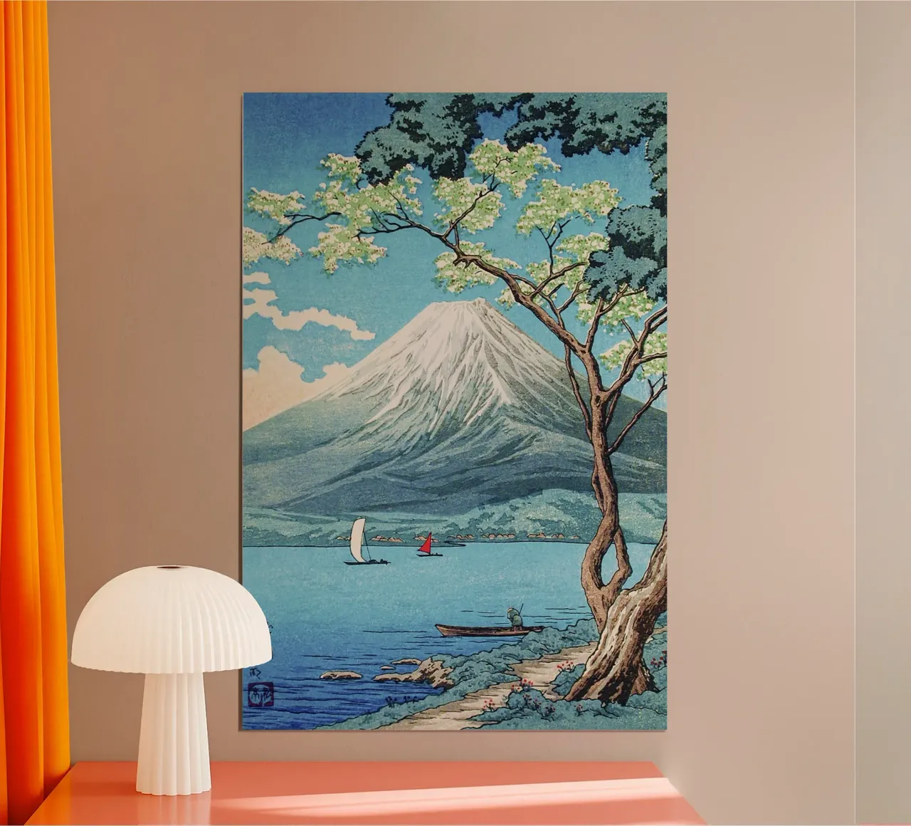 Il Monte Fuji dal lago Yamanaka di Hiroaki Takahashi poster con telaio in alluminio da Venus Art