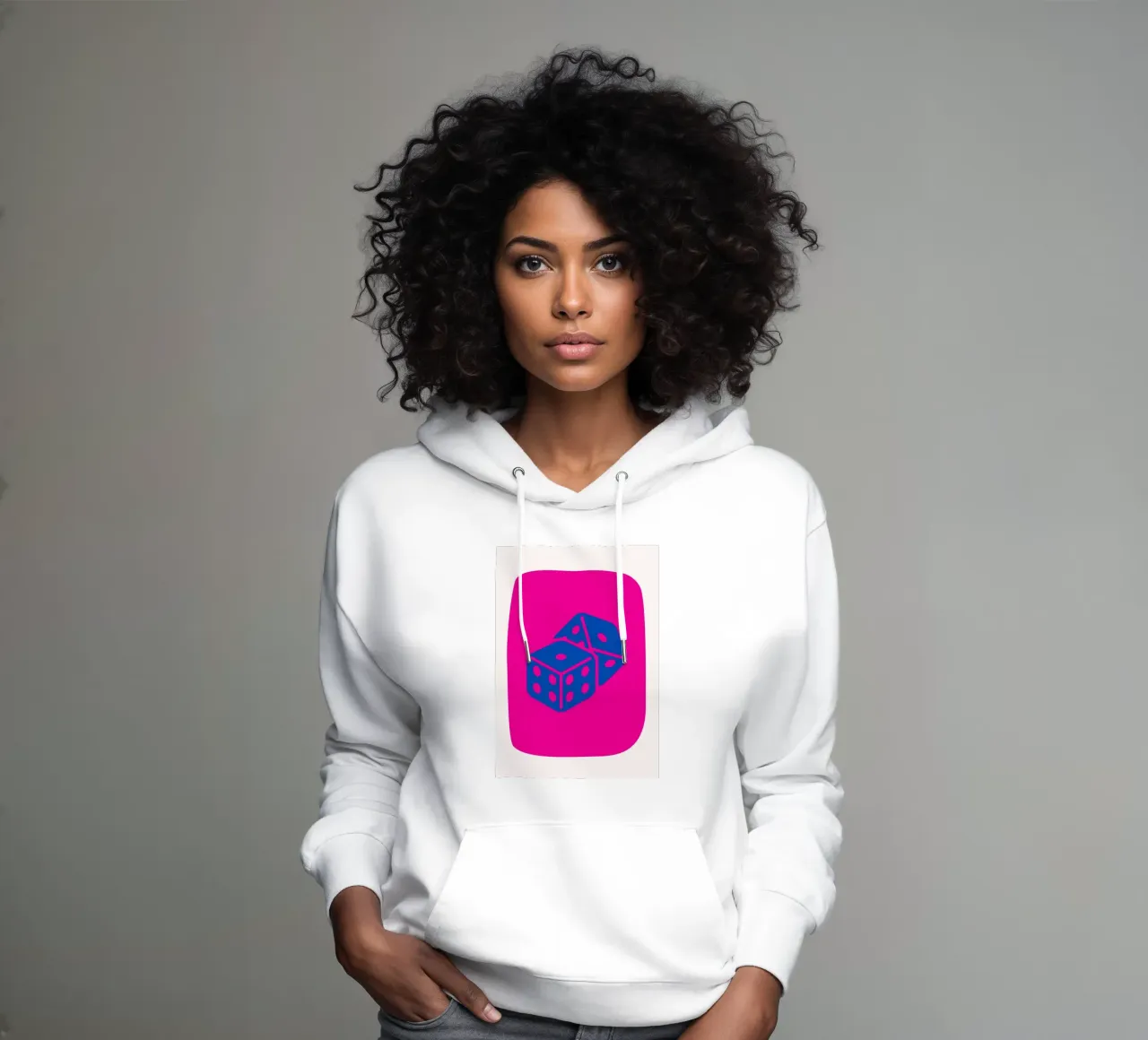 Dados Bold Pop Art - Fucsia & Blue Game Room Print sudadera con capucha de homdeco