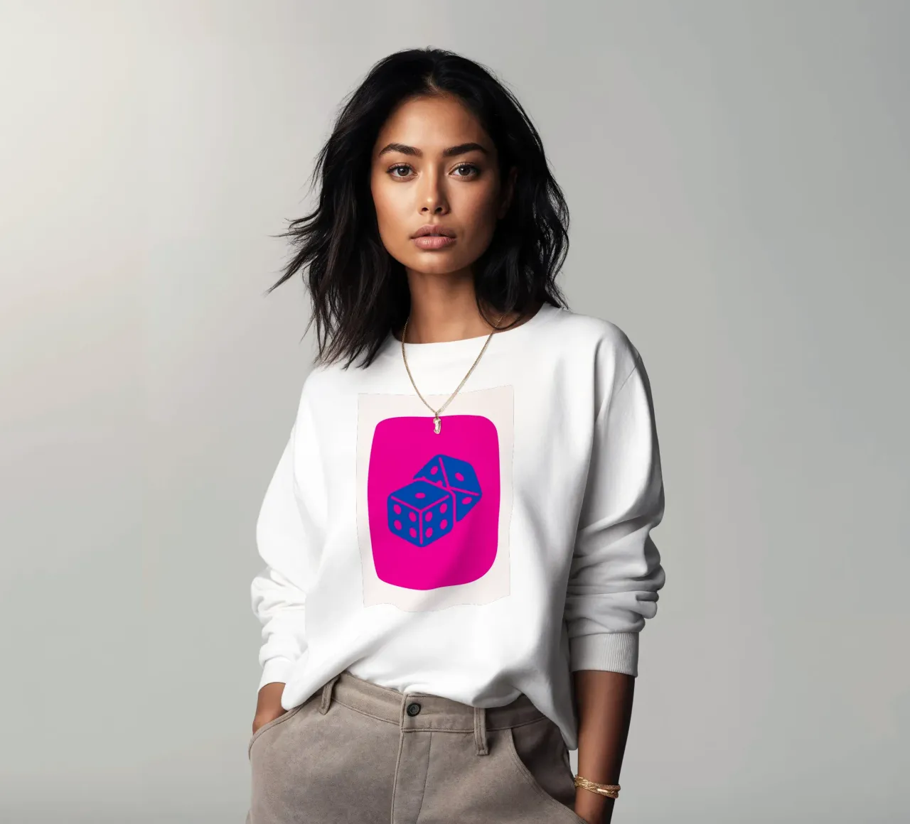 Dobbelen Pop Art - Fuchsia & Blauw Game Room Print sweatshirt van homdeco