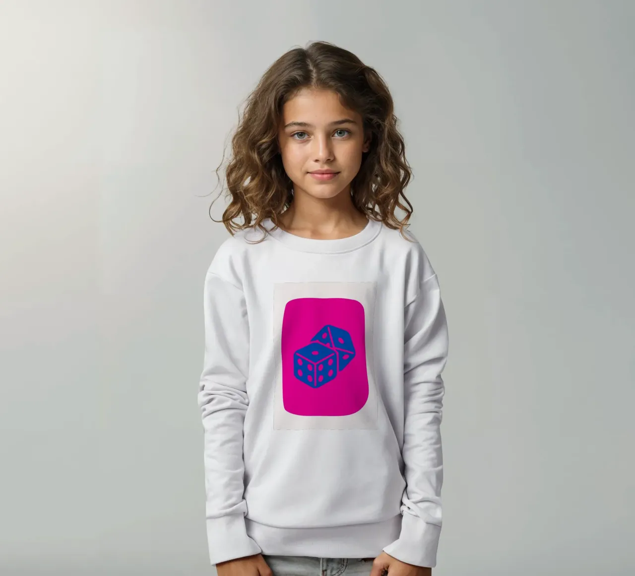 Dados Bold Pop Art - Fucsia & Blue Game Room Print sudadera para niño de homdeco