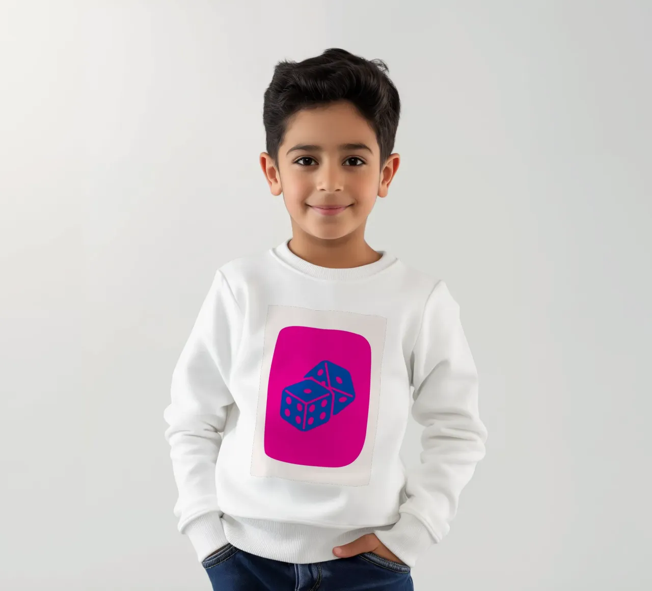 Dados Bold Pop Art - Fucsia & Blue Game Room Print sudadera para niño de homdeco
