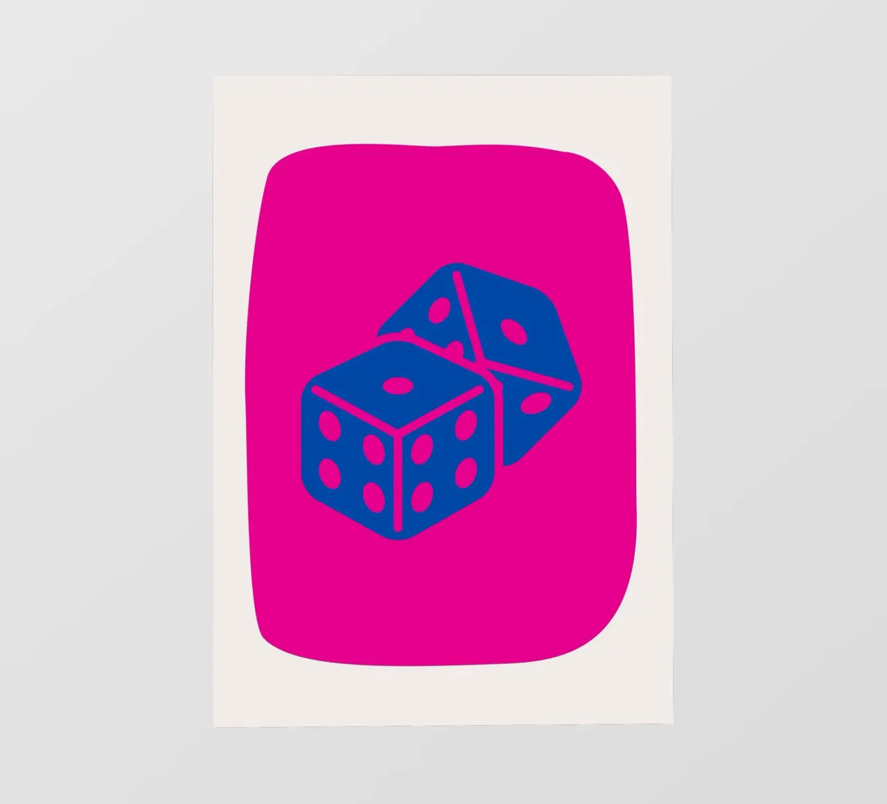 Dobbelen Pop Art - Fuchsia & Blauw Game Room Print pvc-zeil van homdeco