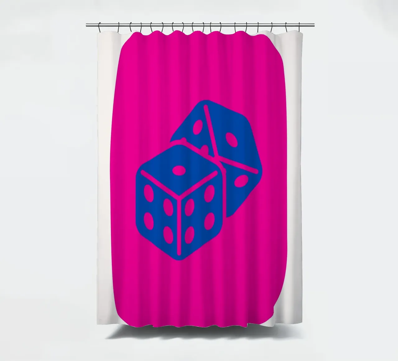 Dobbelen Pop Art - Fuchsia & Blauw Game Room Print douchegordijn van homdeco