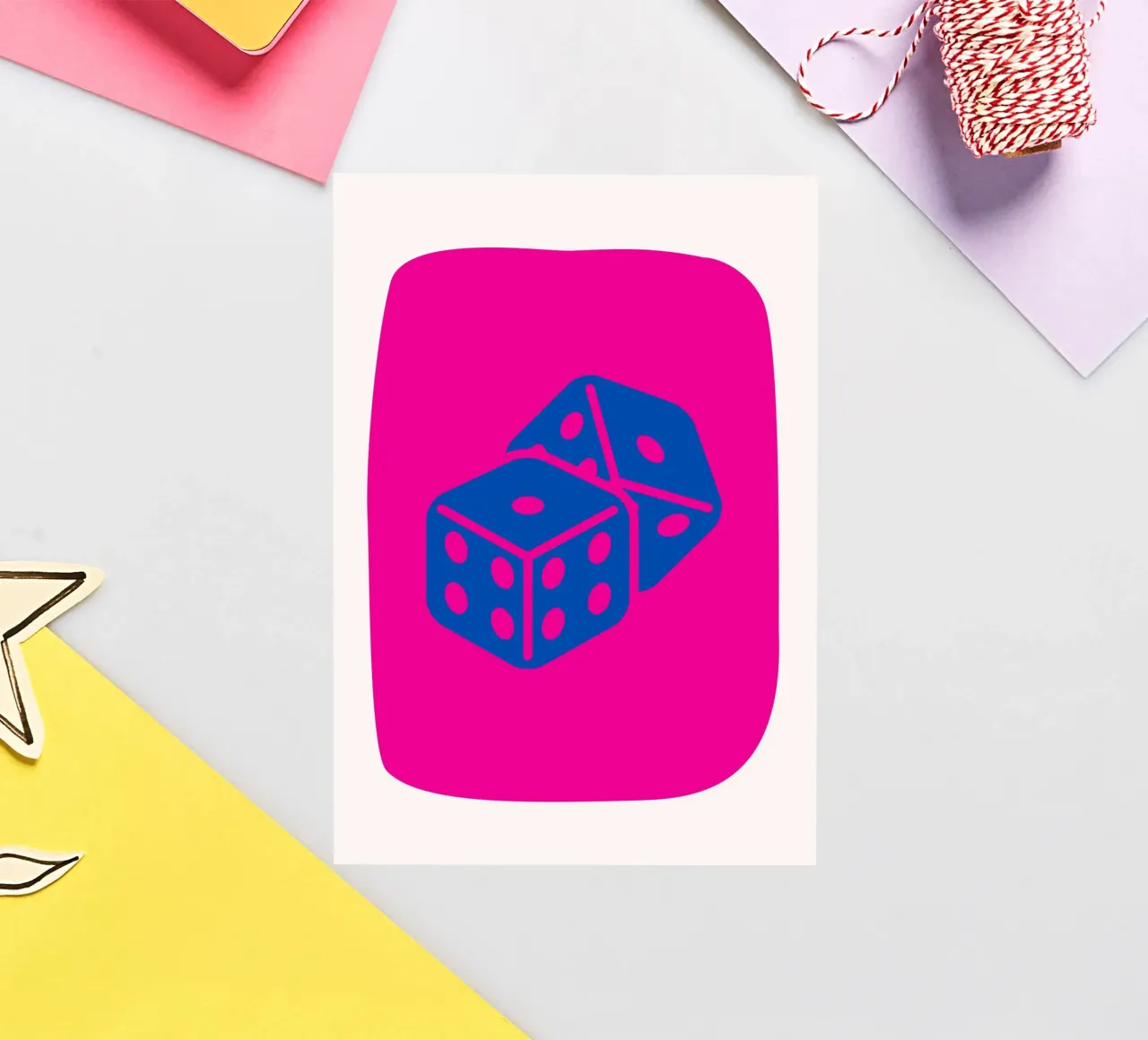 Dados Bold Pop Art - Fucsia & Blue Game Room Print pegatina de homdeco