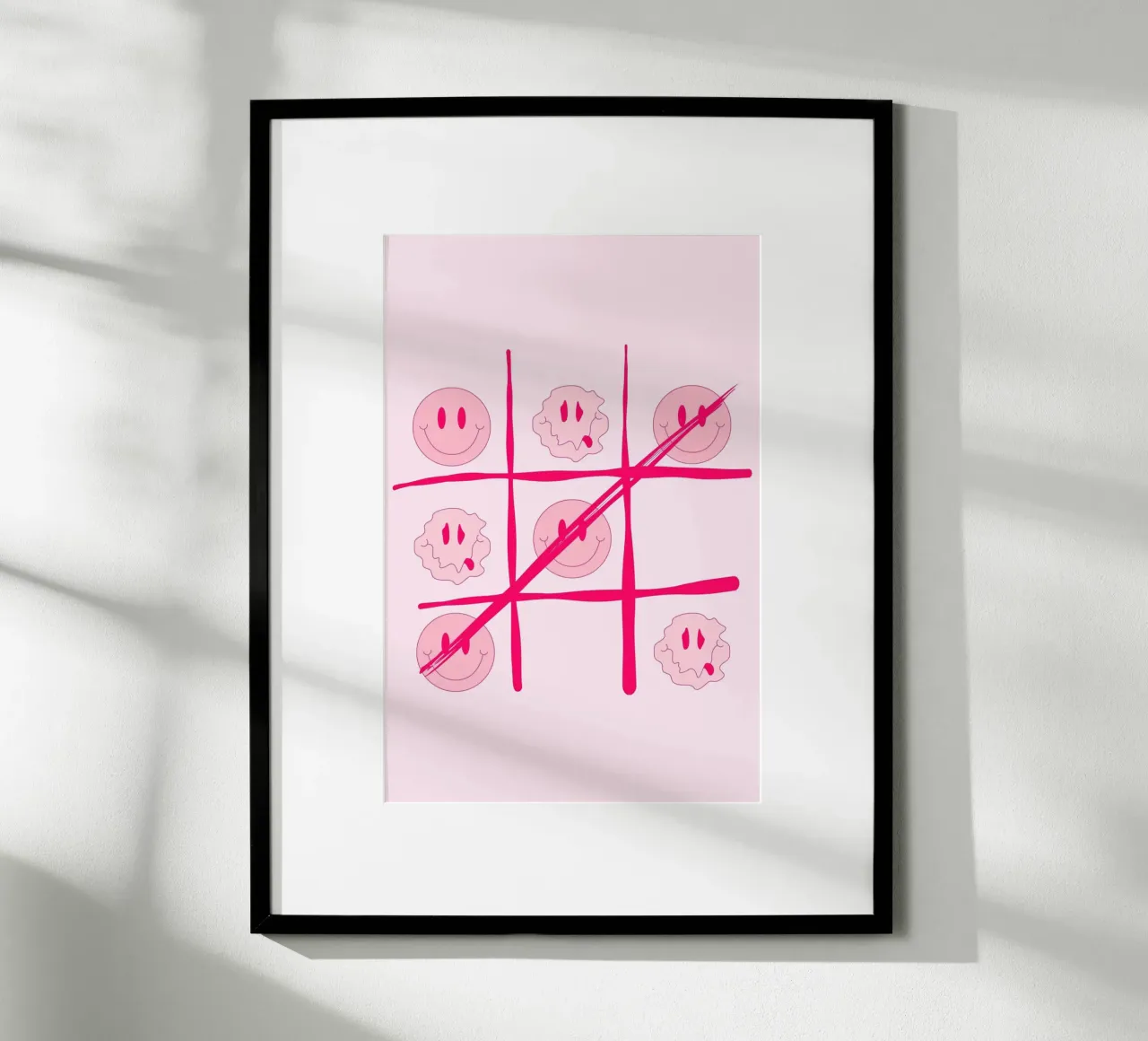 Tic-Tac-Toe Smiley Melt - Stampa pop art retrò rosa poster da homdeco
