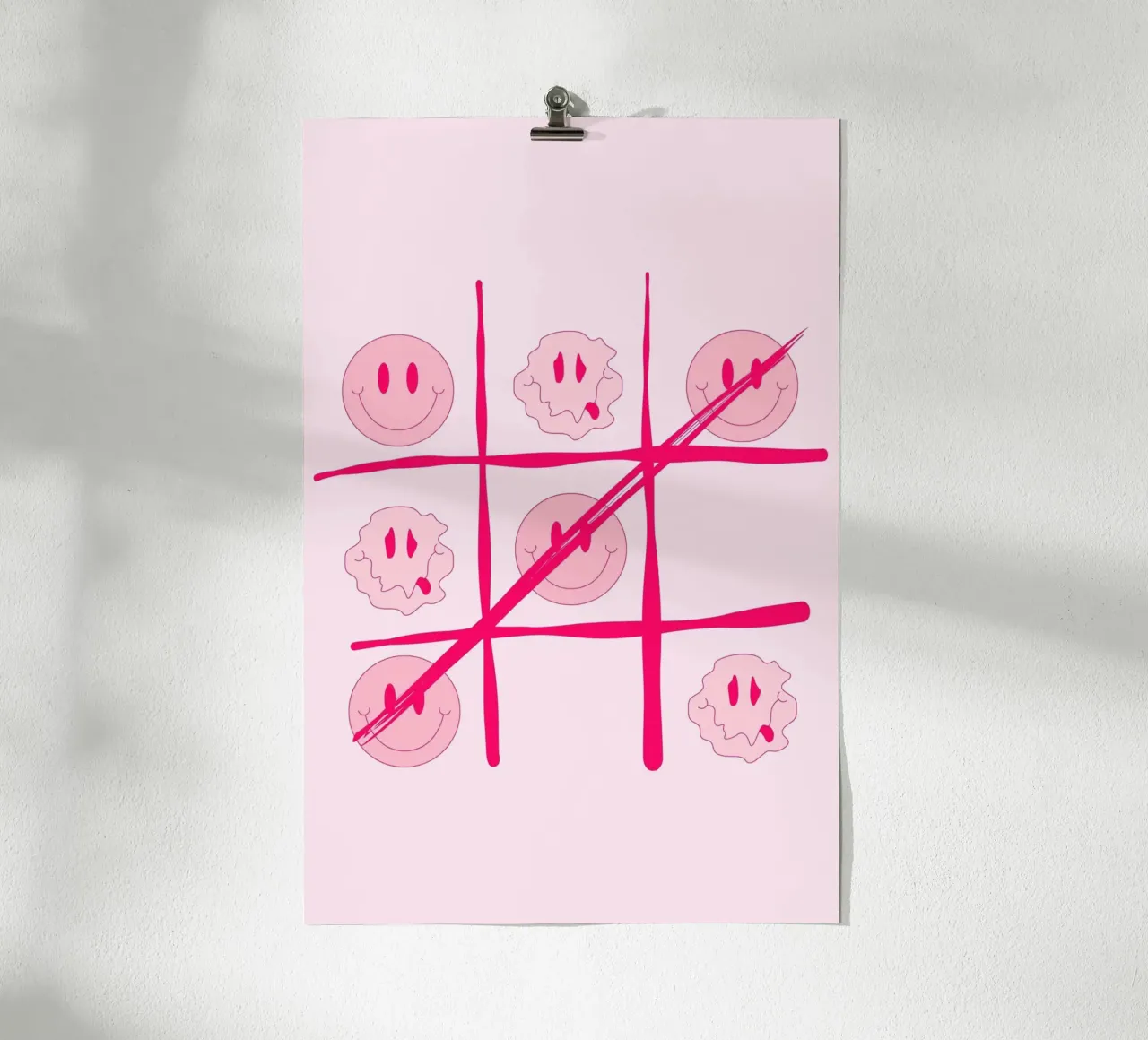 Tic-Tac-Toe Smiley Melt - Stampa pop art retrò rosa poster da homdeco