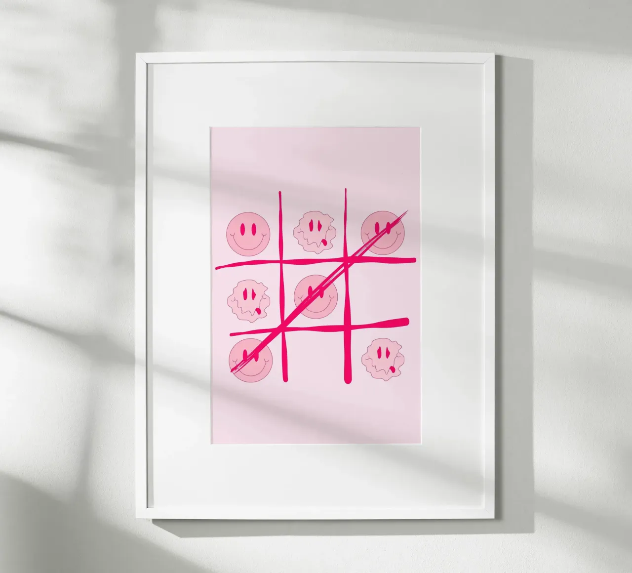 Tic-Tac-Toe Smiley Melt - Stampa pop art retrò rosa poster da homdeco