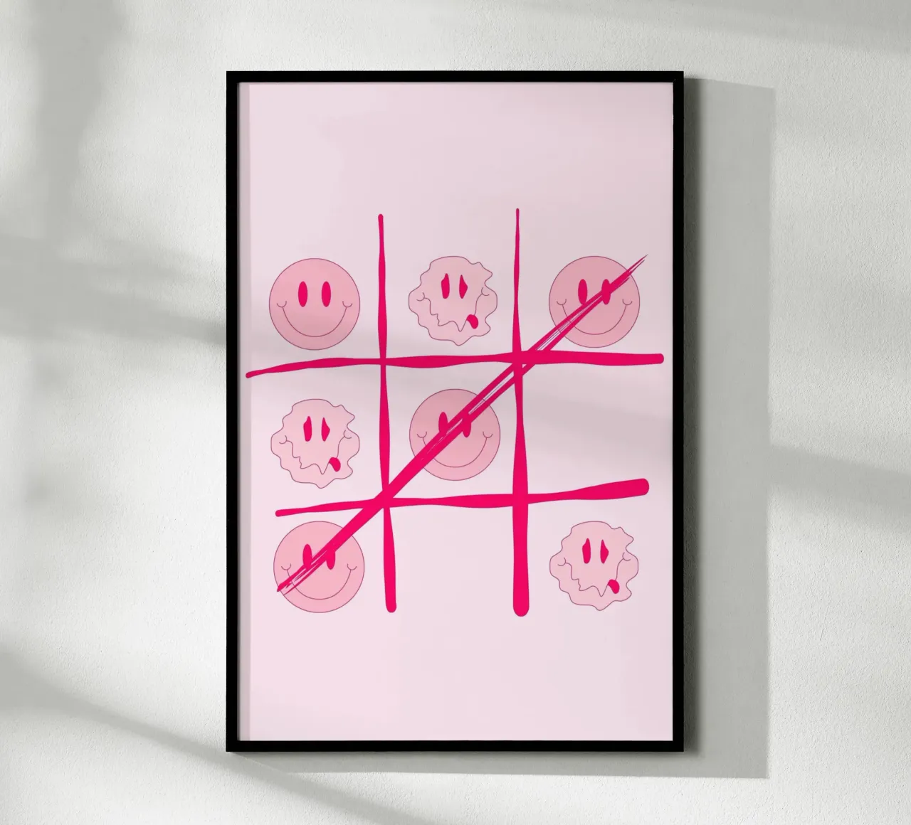 Tic-Tac-Toe Smiley Melt - Stampa pop art retrò rosa poster da homdeco