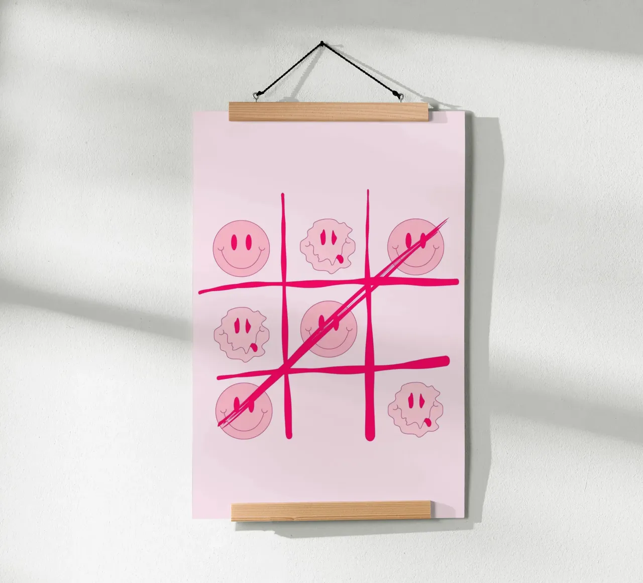 Tic-Tac-Toe Smiley Melt - Stampa pop art retrò rosa poster da homdeco
