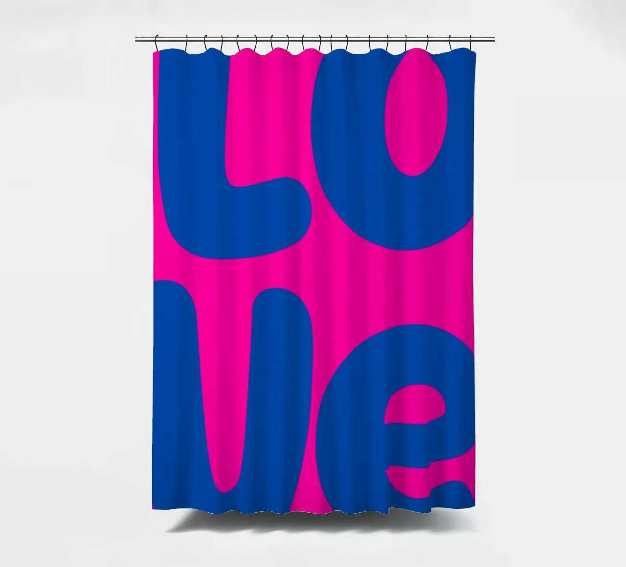 Bold LOVE Pop Art - Blauw & Roze Color Block Print douchegordijn van homdeco