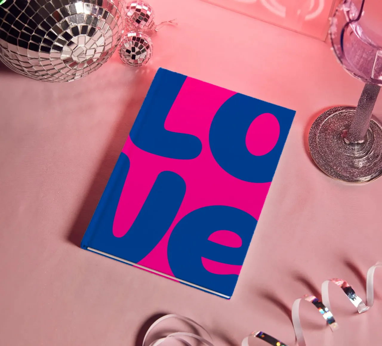 Bold LOVE Pop Art - Blue & Pink Color Block Print notebook by homdeco