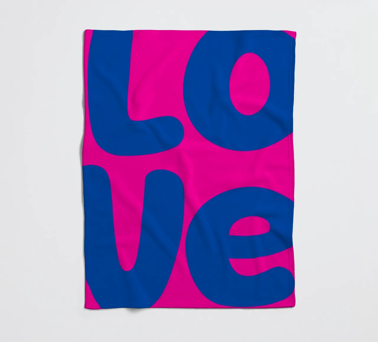 Bold LOVE Pop Art - Blauw & Roze Color Block Print fleecedeken van homdeco