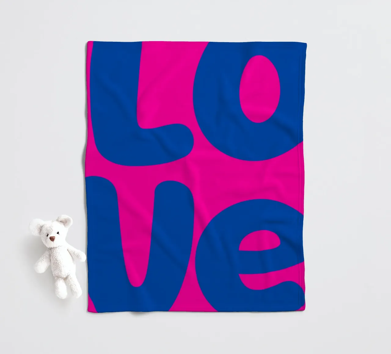 Bold LOVE Pop Art - Blauw & Roze Color Block Print fleecedeken van homdeco