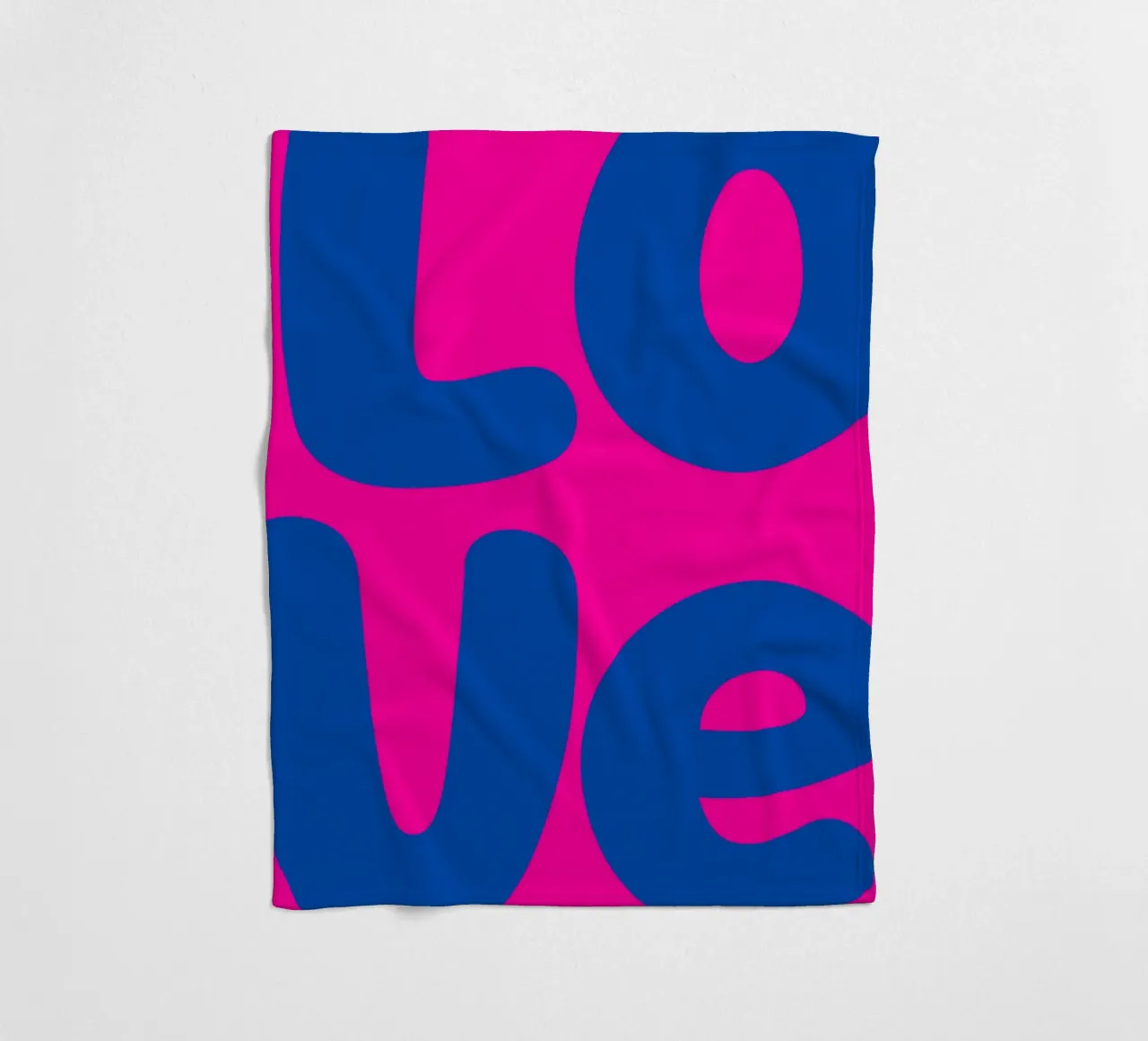 Bold LOVE Pop Art - Blauw & Roze Color Block Print fleecedeken van homdeco