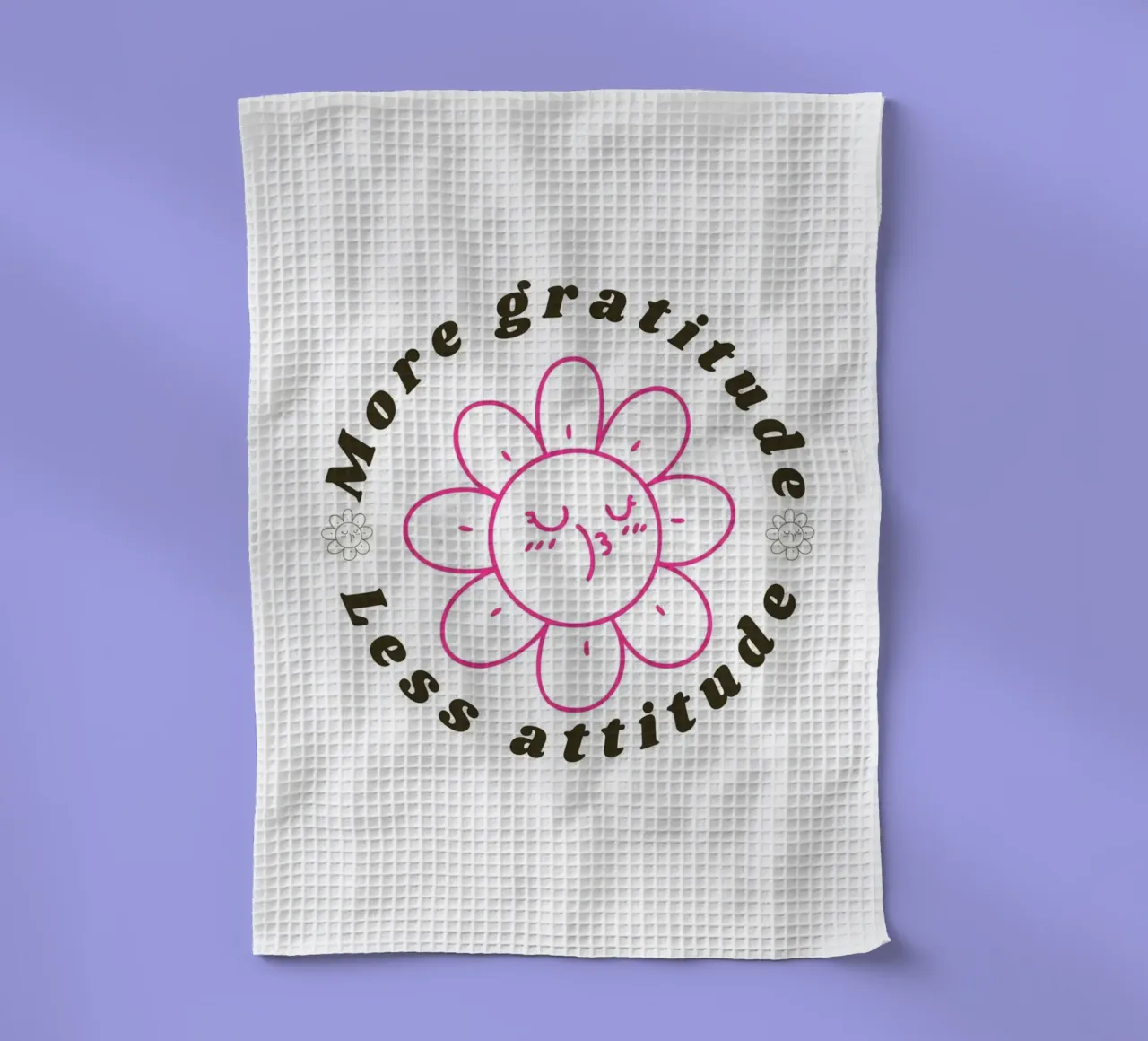 "Plus de gratitude, moins d'attitude" - Imprimé rétro fleuri torchon de homdeco
