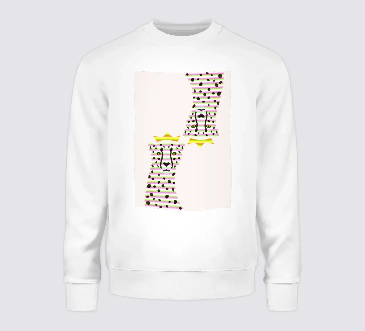 Regal Cheetah Pop Art - Stampa a righe rosa e verde felpa da homdeco