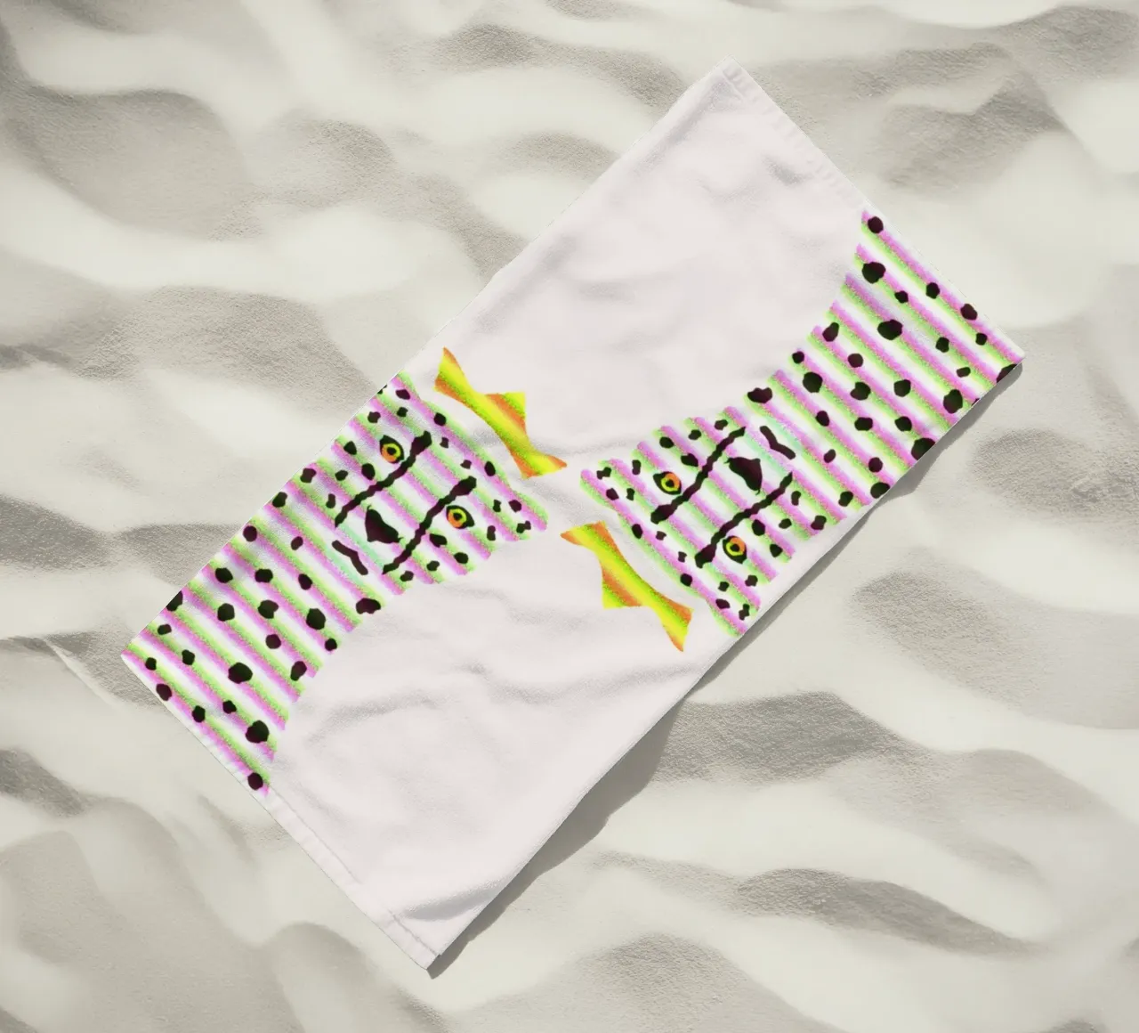 Regal Cheetah Pop Art - Stampa a righe rosa e verde telo mare da homdeco