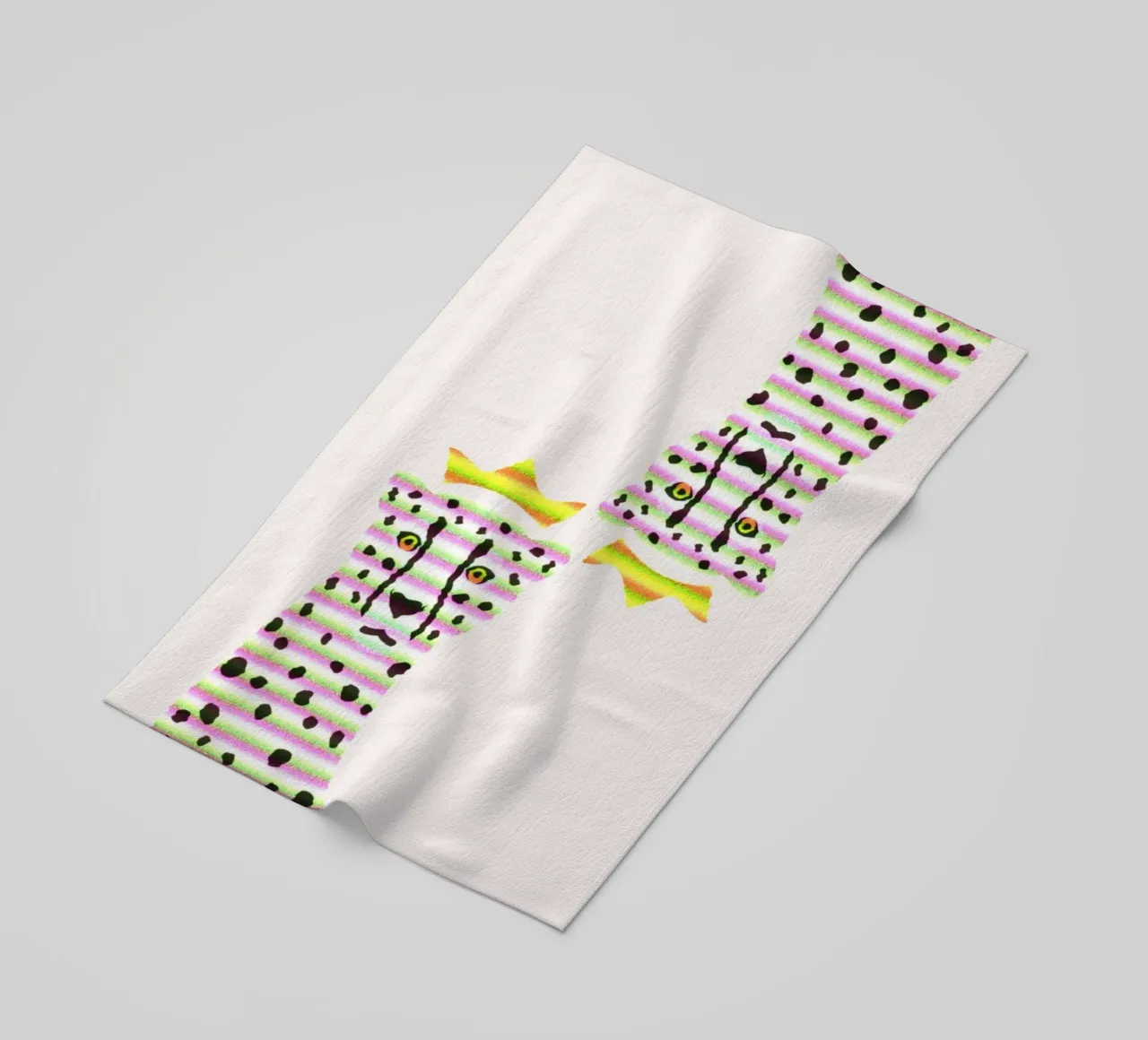 Regal Cheetah Pop Art - Stampa a righe rosa e verde telo mare da homdeco