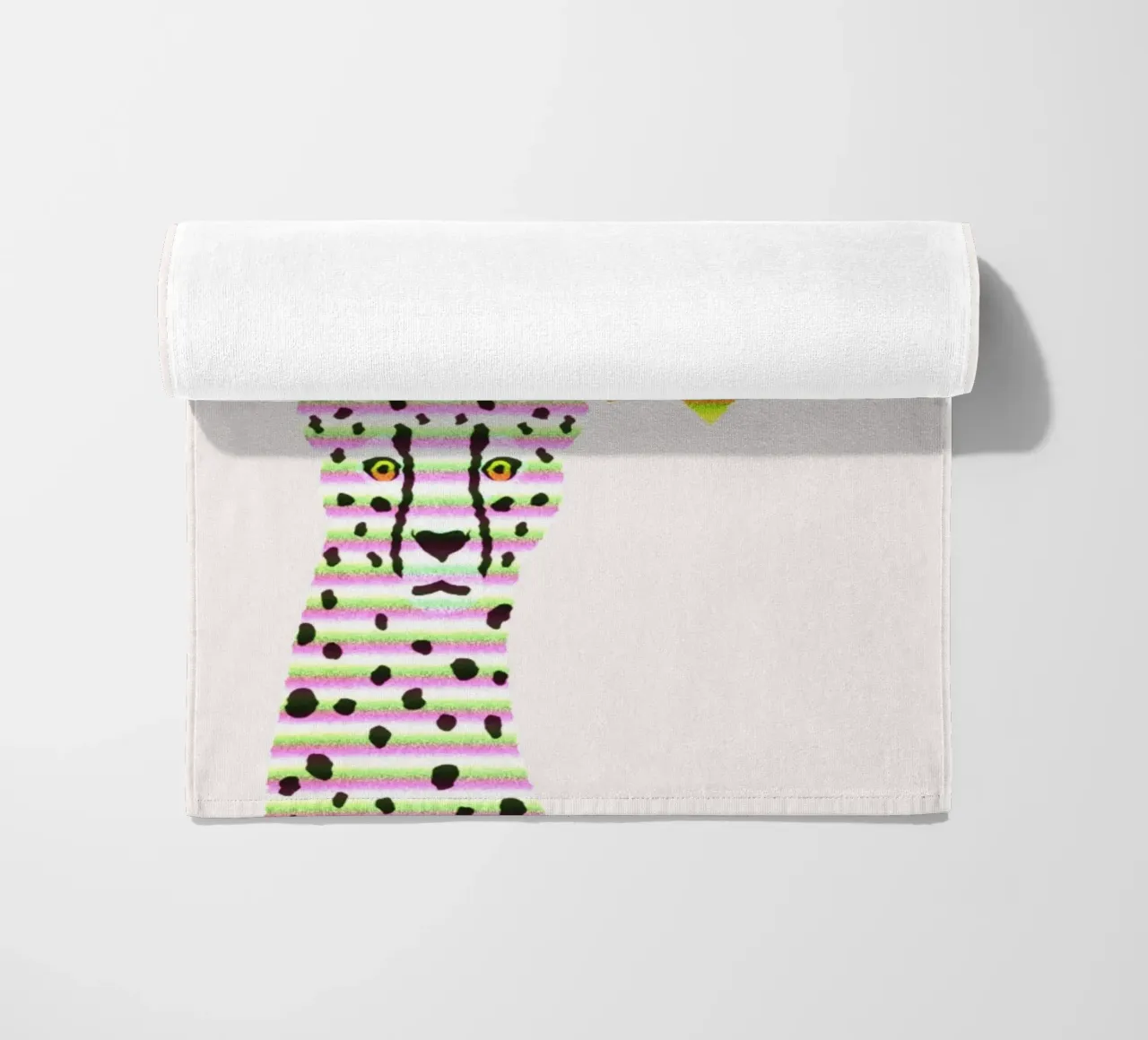 Regal Cheetah Pop Art - Stampa a righe rosa e verde telo mare da homdeco