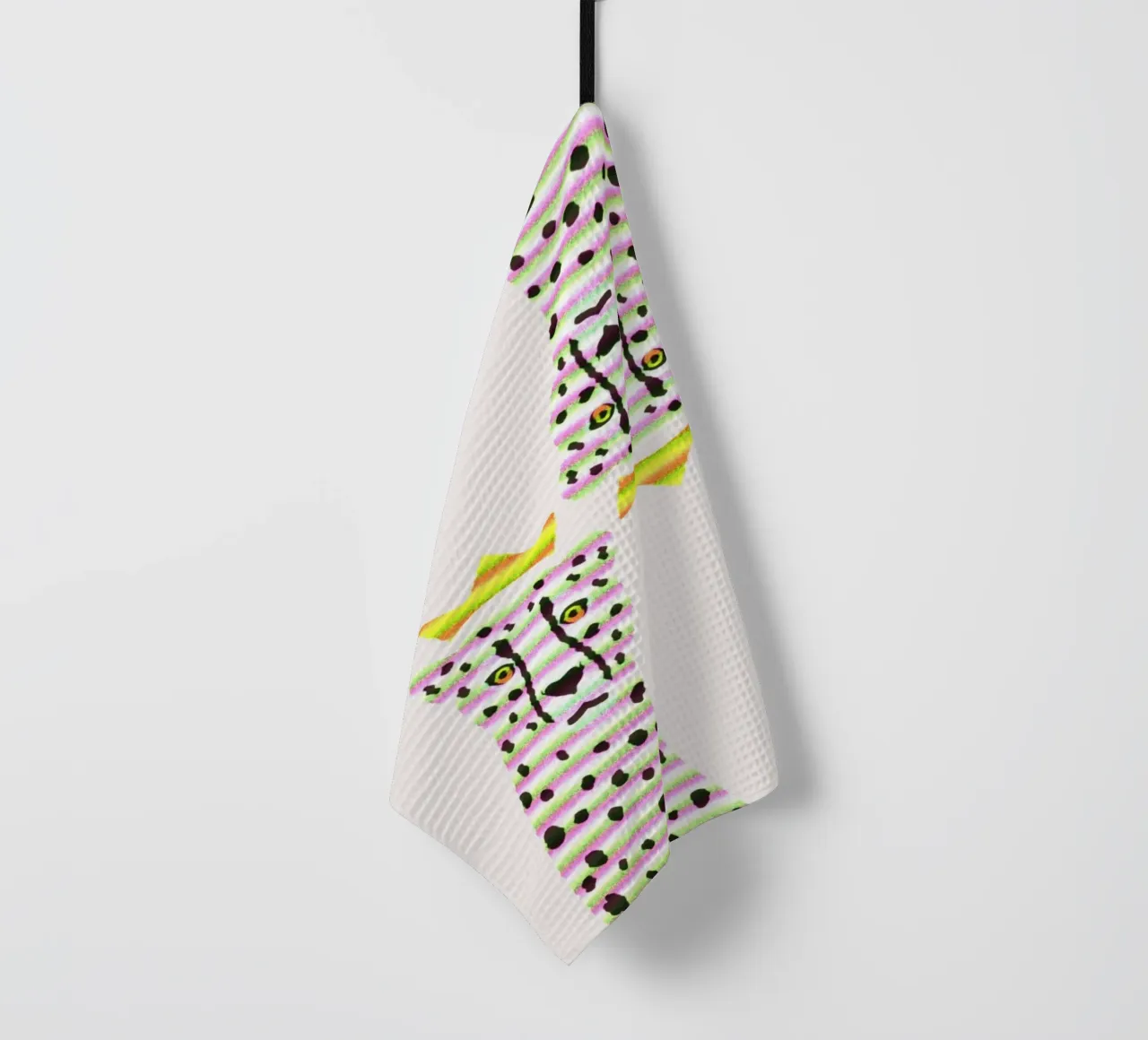 Regal Cheetah Pop Art - Imprimé rayé rose et vert torchon de homdeco