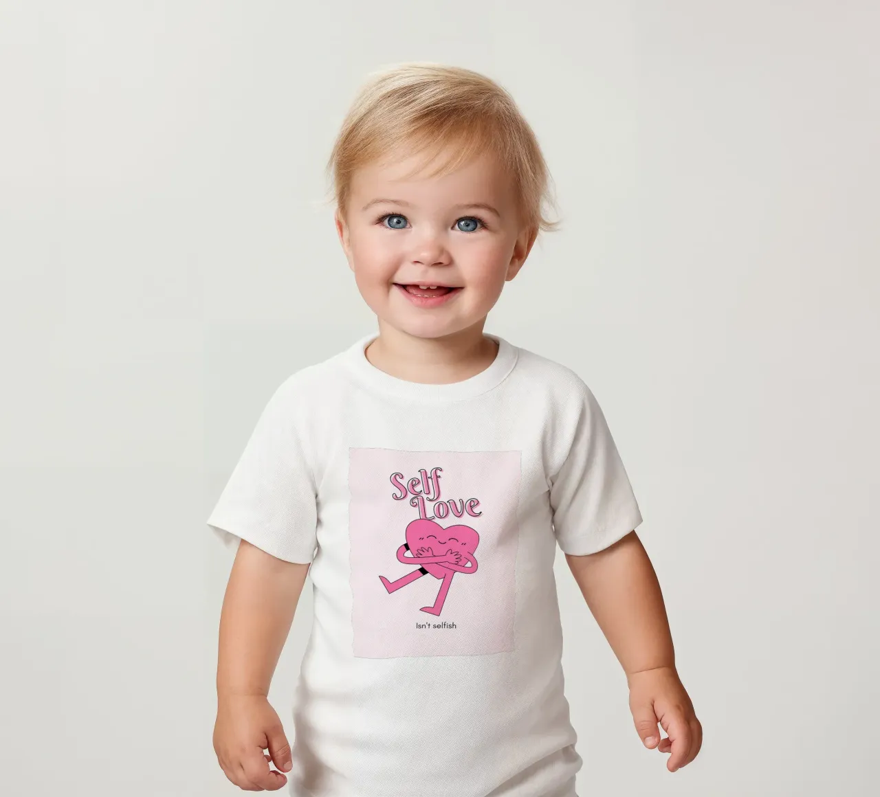 L'amour de soi n'est pas égoïste - Impression d'art "Hugging Heart" (cœur étreint) t-shirt pour bébé de homdeco