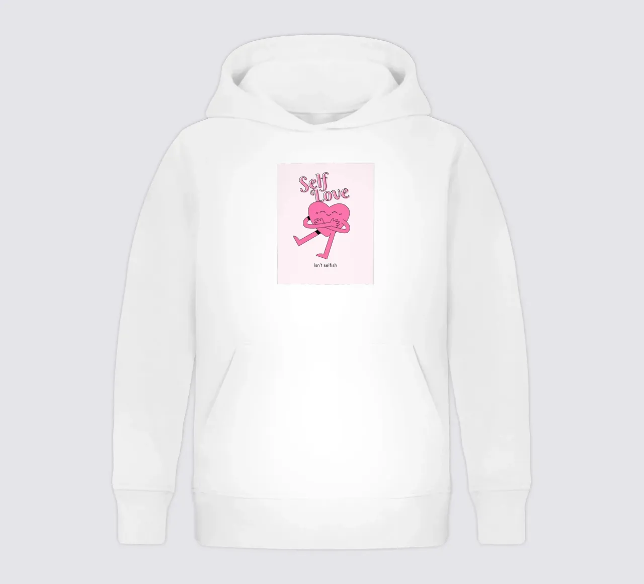 L'amour de soi n'est pas égoïste - Impression d'art "Hugging Heart" (cœur étreint) sweat à capuche enfant de homdeco