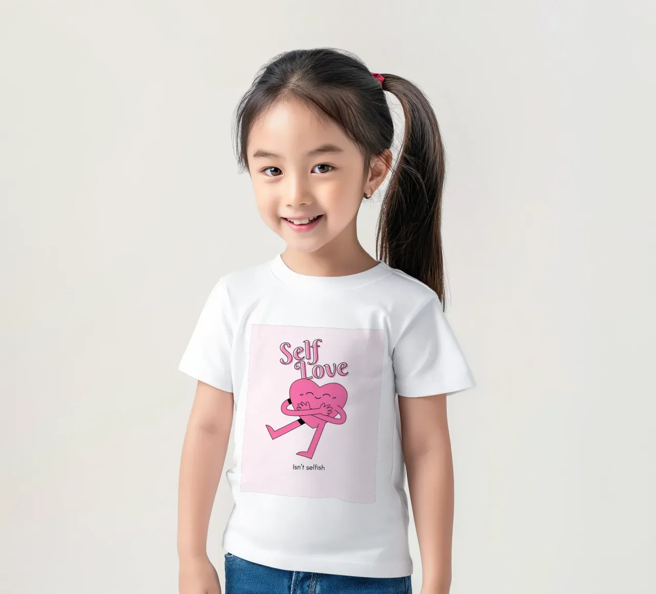 L'amour de soi n'est pas égoïste - Impression d'art "Hugging Heart" (cœur étreint) t-shirt enfant de homdeco