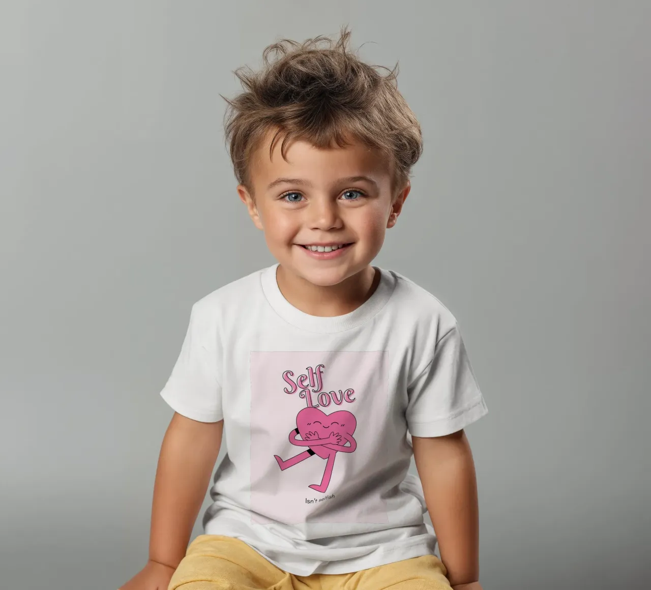 L'amour de soi n'est pas égoïste - Impression d'art "Hugging Heart" (cœur étreint) t-shirt enfant de homdeco