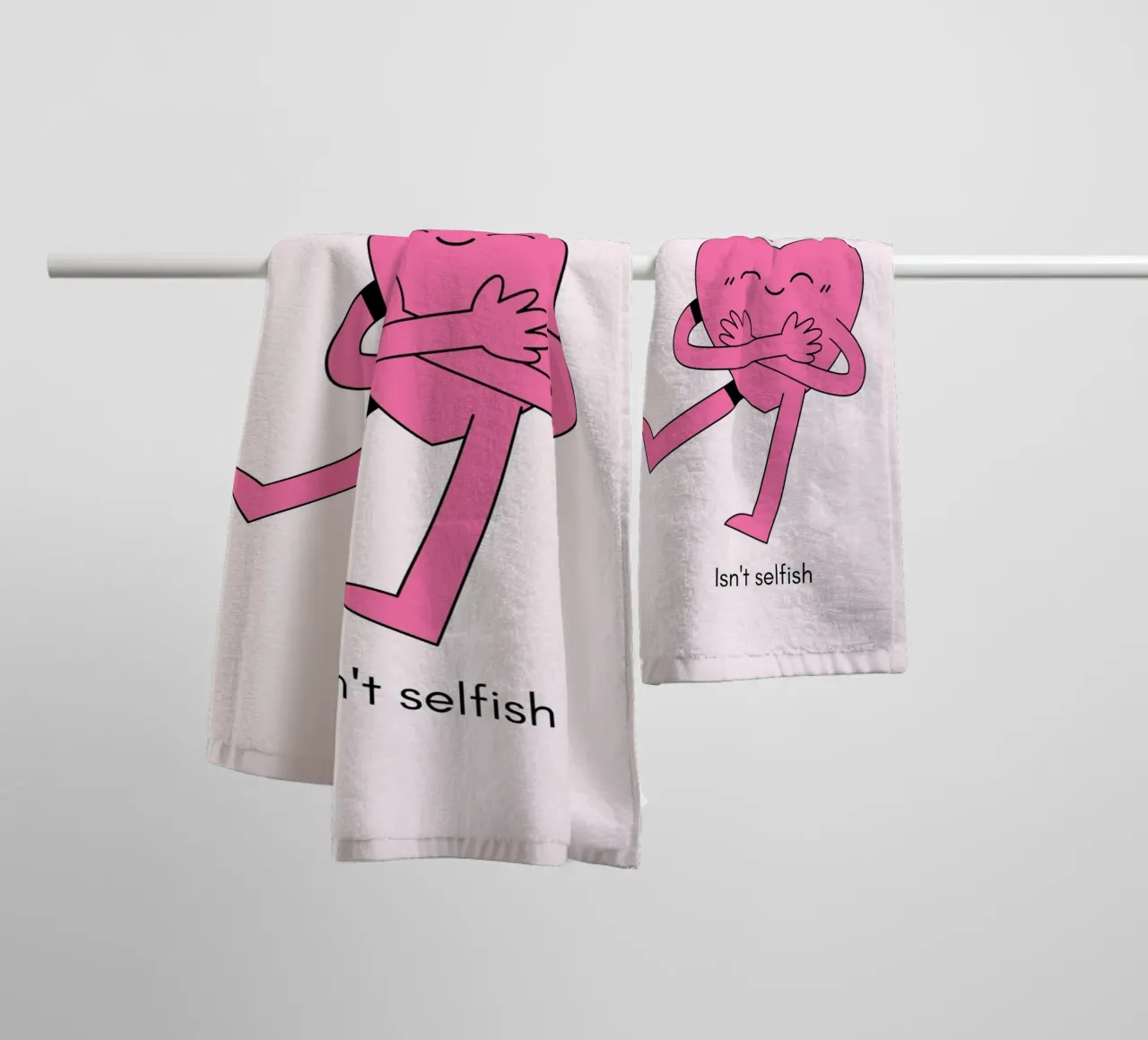 Zelfliefde is niet egoïstisch - Knuffelhart Kunstdruk badhanddoek van homdeco