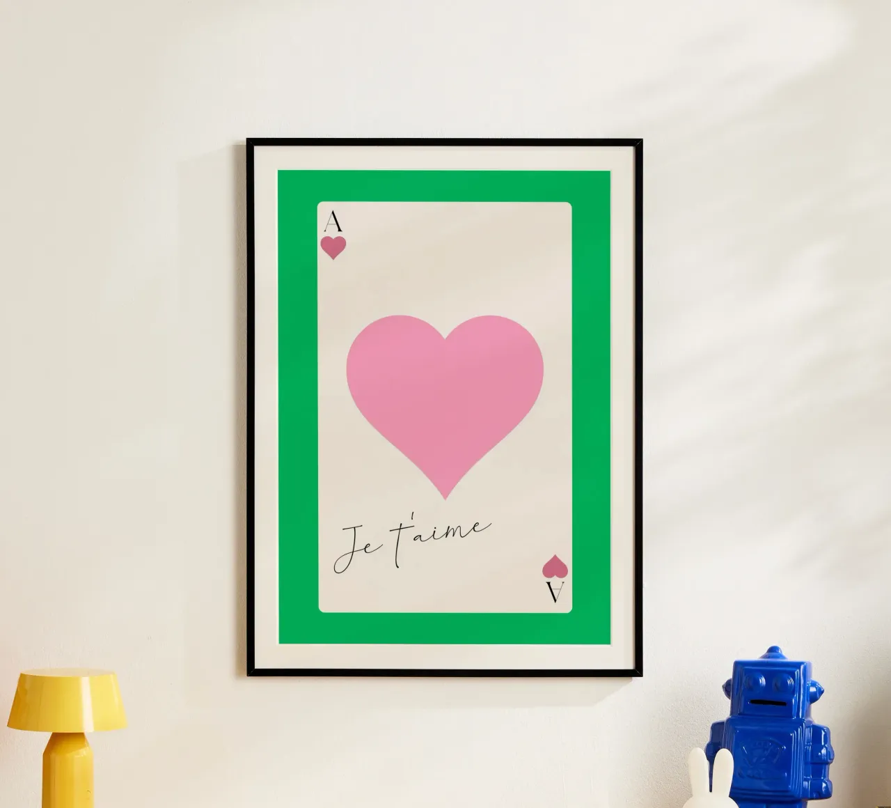 "Je t'aime" Harten aas - Franse liefde kunstdruk poster van homdeco