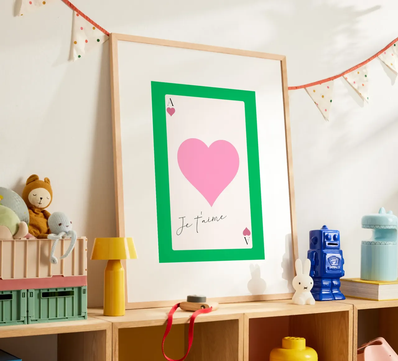 "Je t'aime" Harten aas - Franse liefde kunstdruk poster van homdeco
