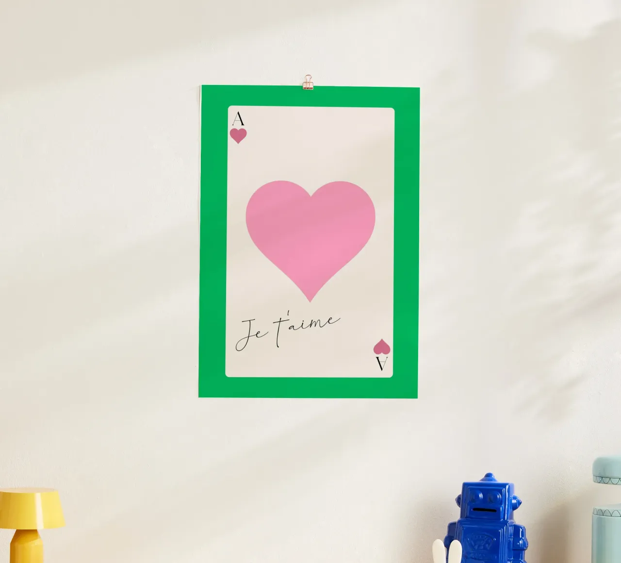 "Je t'aime" Harten aas - Franse liefde kunstdruk poster van homdeco