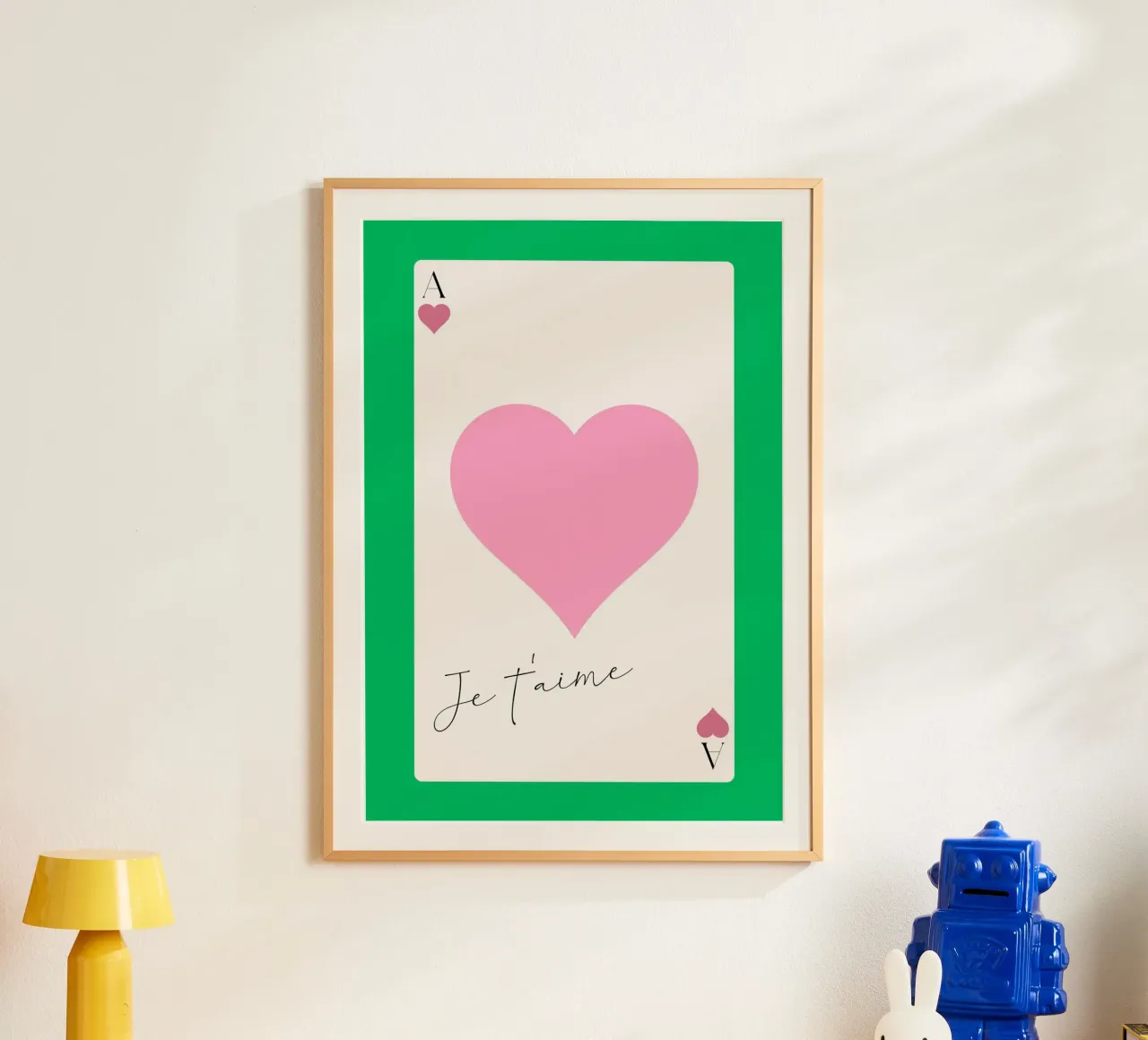"Je t'aime" Harten aas - Franse liefde kunstdruk poster van homdeco