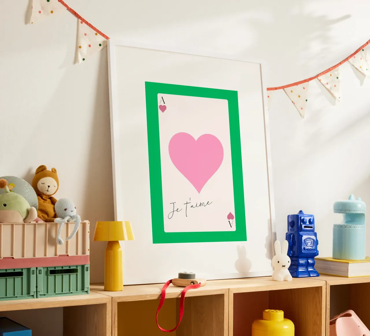 "Je t'aime" Harten aas - Franse liefde kunstdruk poster van homdeco