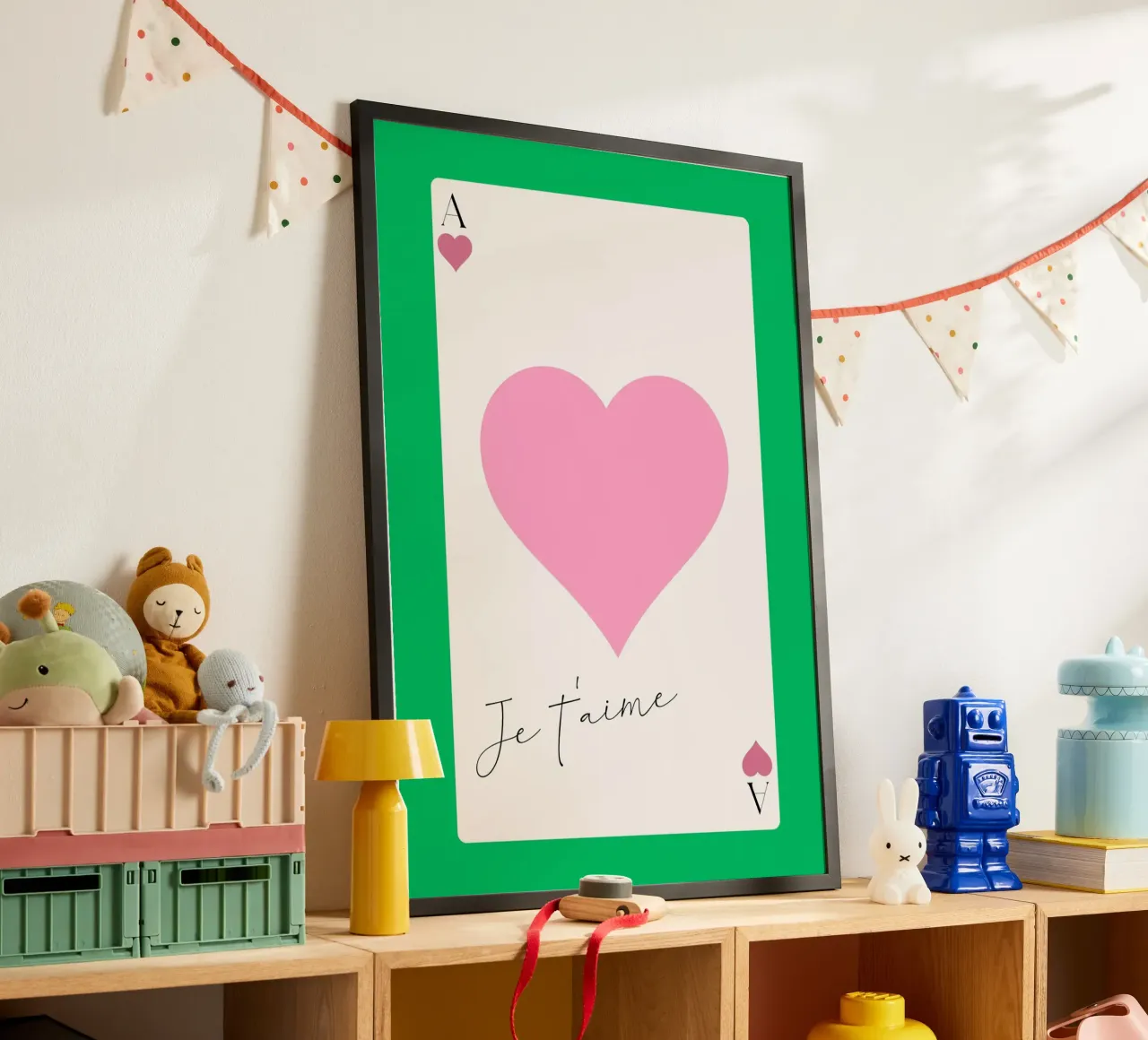 "Je t'aime" Harten aas - Franse liefde kunstdruk poster van homdeco