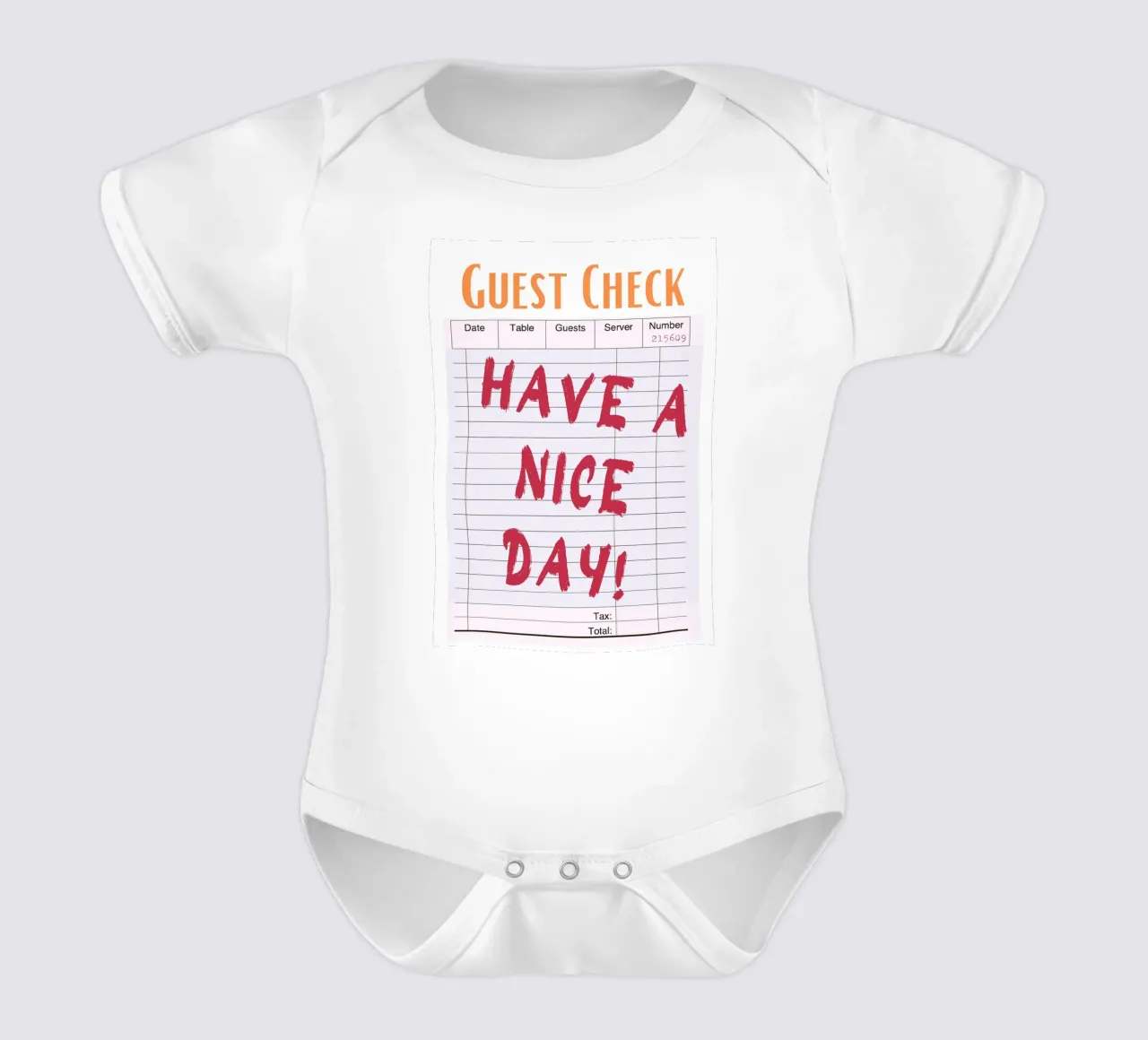 "Have a Nice Day" Guest Check - Retro Diner Pop Art body de bebé de homdeco
