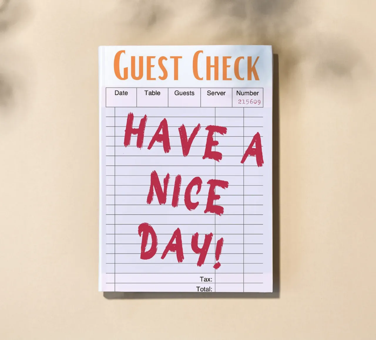 "Have a Nice Day" Guest Check - Retro Diner Pop Art notebook by homdeco