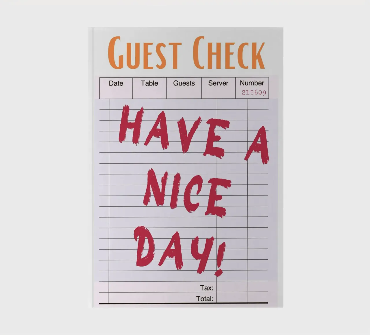 "Have a Nice Day" Guest Check - Retro Diner Pop Art notebook by homdeco