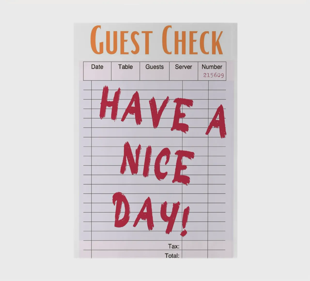 "Have a Nice Day" Guest Check - Retro Diner Pop Art notebook by homdeco