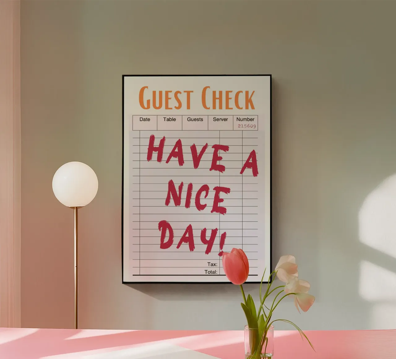 "Have a Nice Day" Guest Check - Retro Diner Pop Art metacrilato de homdeco