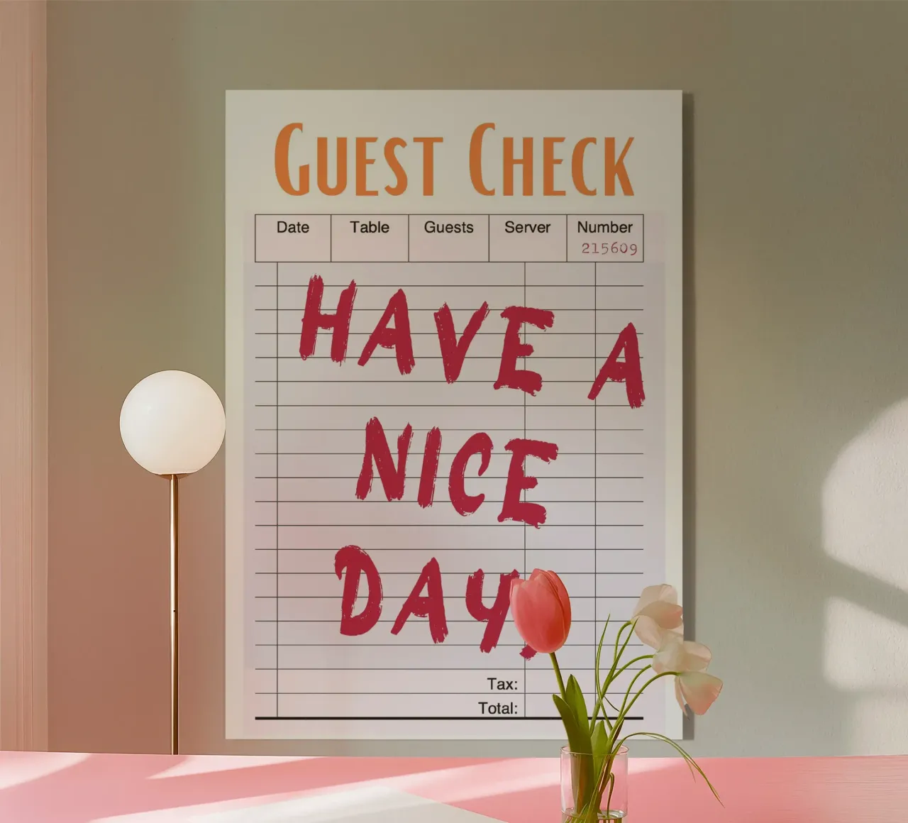 "Have a Nice Day" Guest Check - Retro Diner Pop Art metacrilato de homdeco