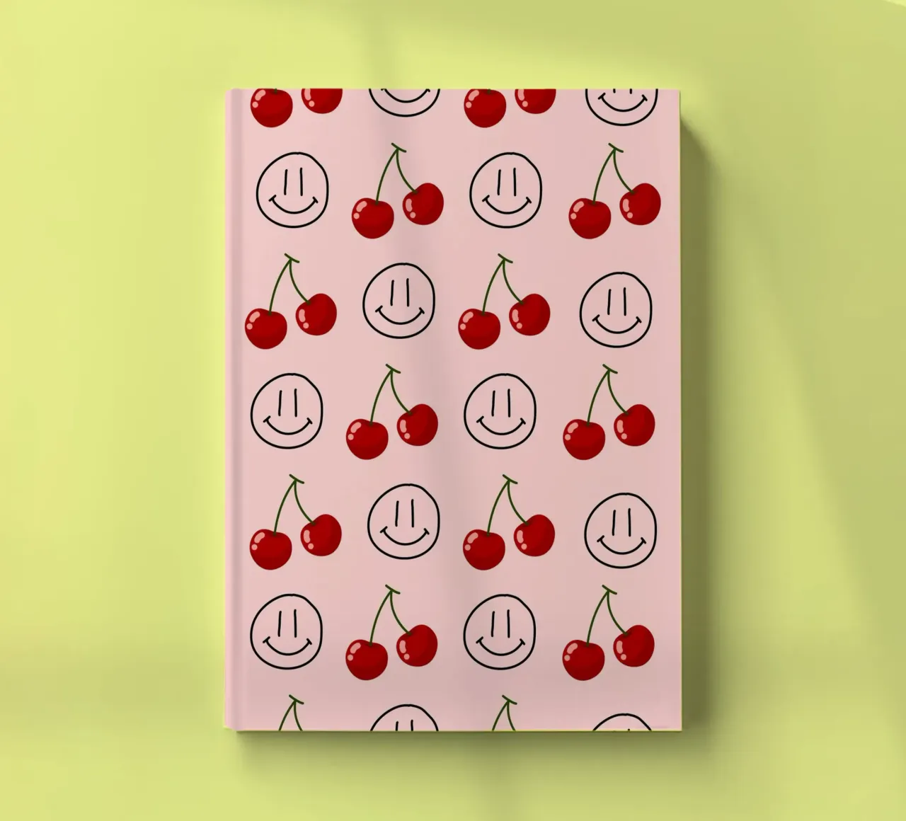 Cherry Smiley Pop Art Pattern - Sweet & Happy Print notebook by homdeco