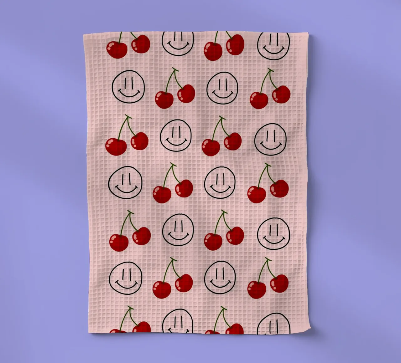 Cherry Smiley Pop Art Pattern - Sweet & Happy Print torchon de homdeco