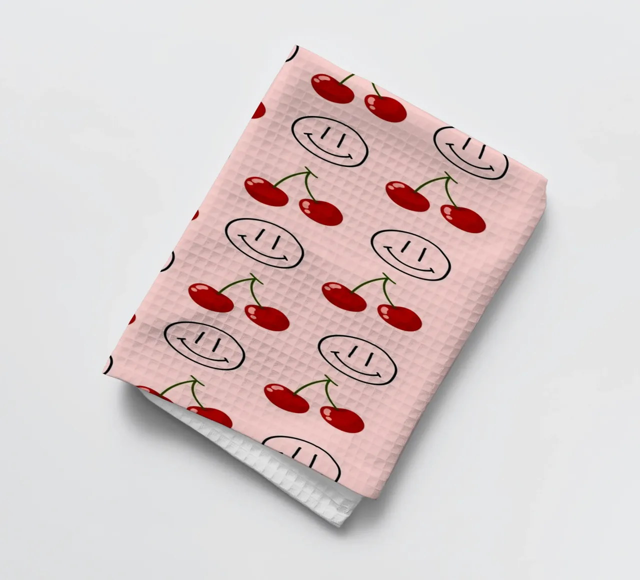 Cherry Smiley Pop Art Pattern - Sweet & Happy Print torchon de homdeco