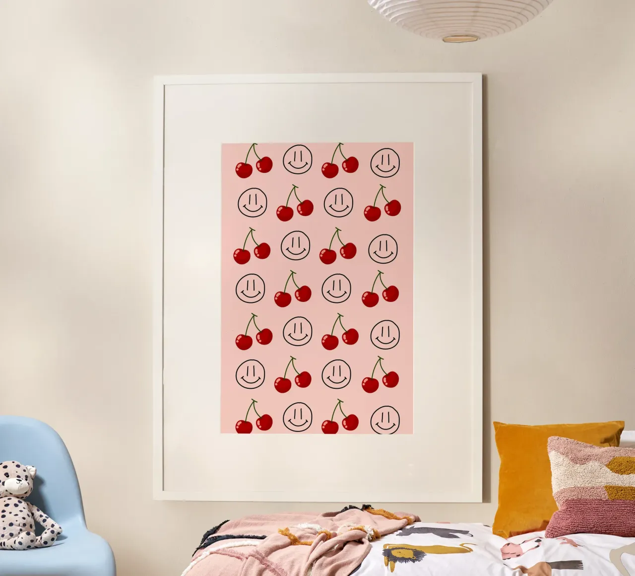 Cherry Smiley Pop Art Muster - Süßer & fröhlicher Druck Poster von homdeco